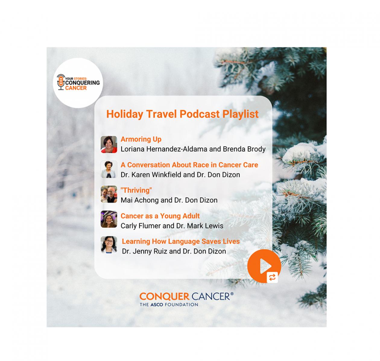 Holiday podcast playlist. A graphic of a podcast playlist with Your Stories logo in upper-left.