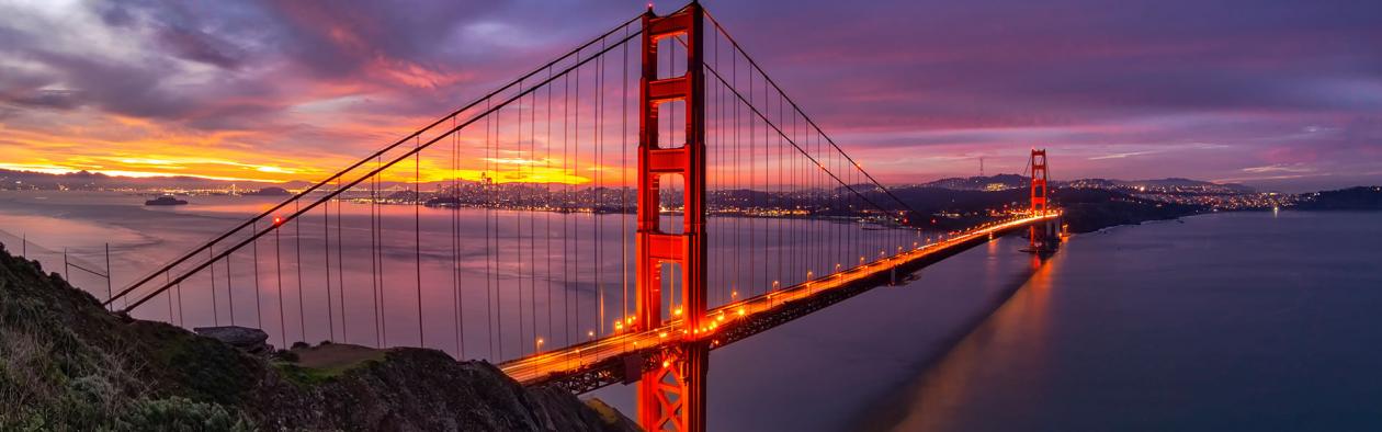 Aerial view of Golden Gate Bridge in San Francisco