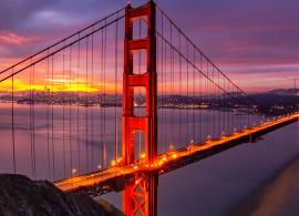 Aerial view of Golden Gate Bridge in San Francisco