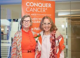 Dr. Sandra M. Swain and Dr. Rodriguez celebrate Women Who Conquer Cancer’s 10th anniversary at the 2023 ASCO Annual Meeting.