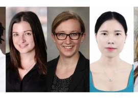 From left to right: Mikalah Thomas; Lindsay Mattick, PhD; Rachel Hurley, MD, PhD; Shan Gu, MS; Leonora Slatnick, MD, MSCS